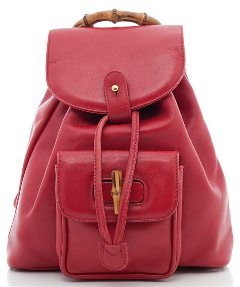 gucci red backpack|gucci leather drawstring backpack.